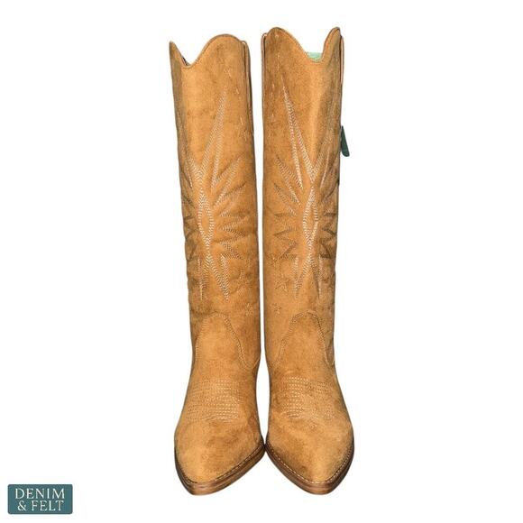NEW Roper Starburst Tan Knee High Western Boots 15in Shaft Pointed Toe Size 9 - Picture 7 of 16